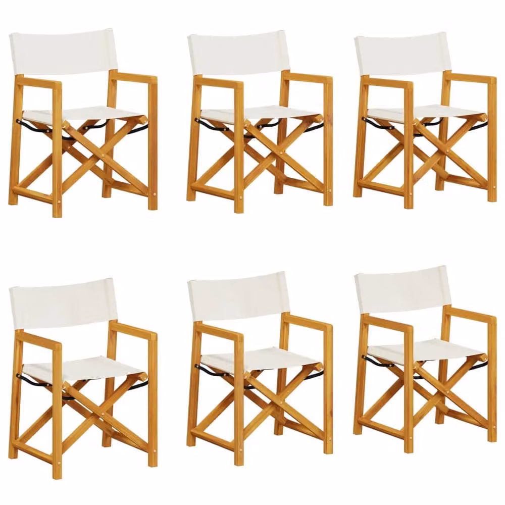 Berkfield Home 6 Piece Folding Acacia Wood Garden Chair Set in White – 2