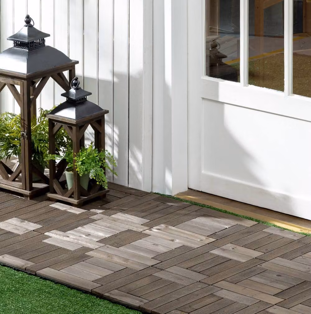 STILVORA Interlocking Decking Tiles, 27 Piece Set, Grey, W/D: 30 x 30 cm – 2