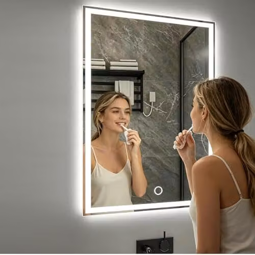 Gr8 Home LED Bathroom Mirror, White and Transparent, W: 60 cm, H: 90 cm – 1