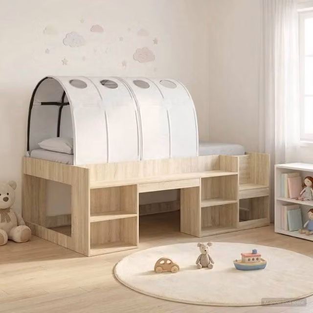 Berkfield Home Kids High Bed Frame with Storage and Stairs, Sonoma Oak and White/Brown – 1