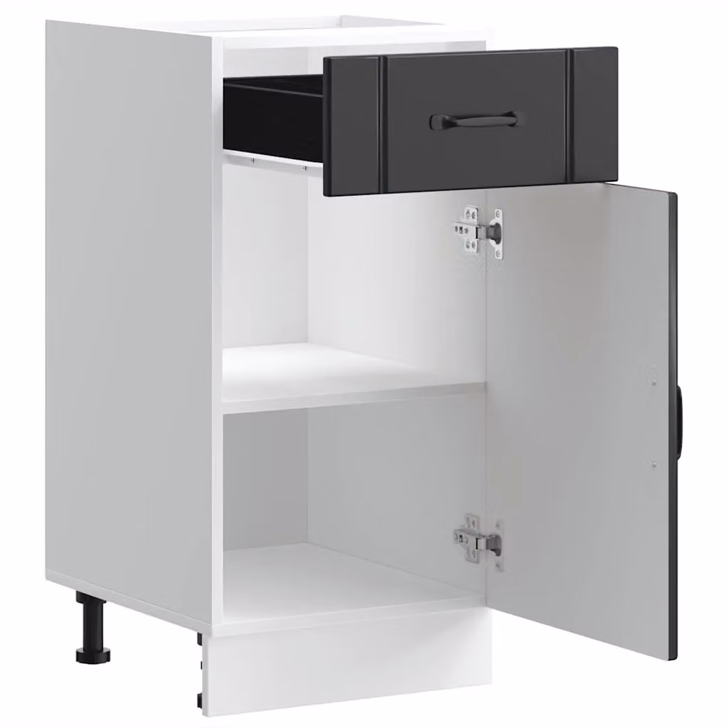 Berkfield Home Lucca Black Matt MDF Freestanding Kitchen Sink Base Cabinet – 3