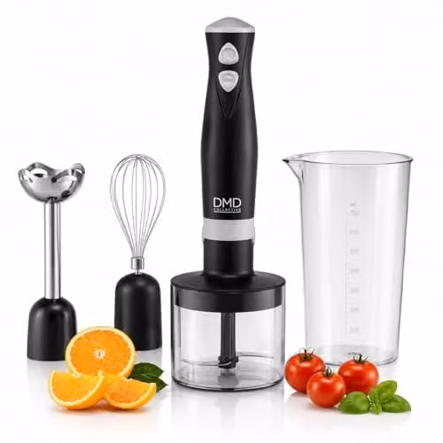DMD Collective 5-in-1 Hand Blender Set in Matte Black with 350W Motor and Stainless Steel Blades – 1