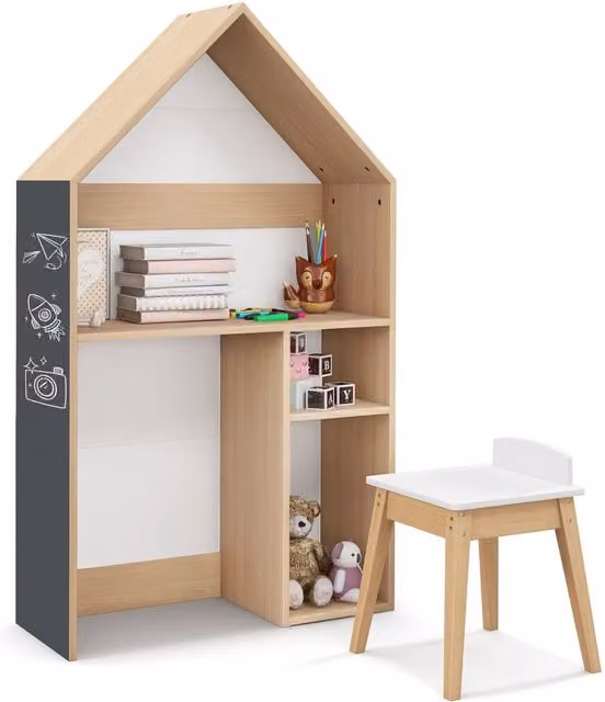 Costway 2-in-1 Kids Desk and Chair Set in White