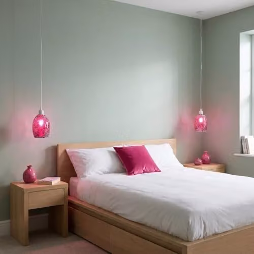 Happy Homewares Magenta Crackle Mosaic Glass Pendant Lighting Shade, Dome Shape, W/D/H: 18 x 14 x 14 cm – 2