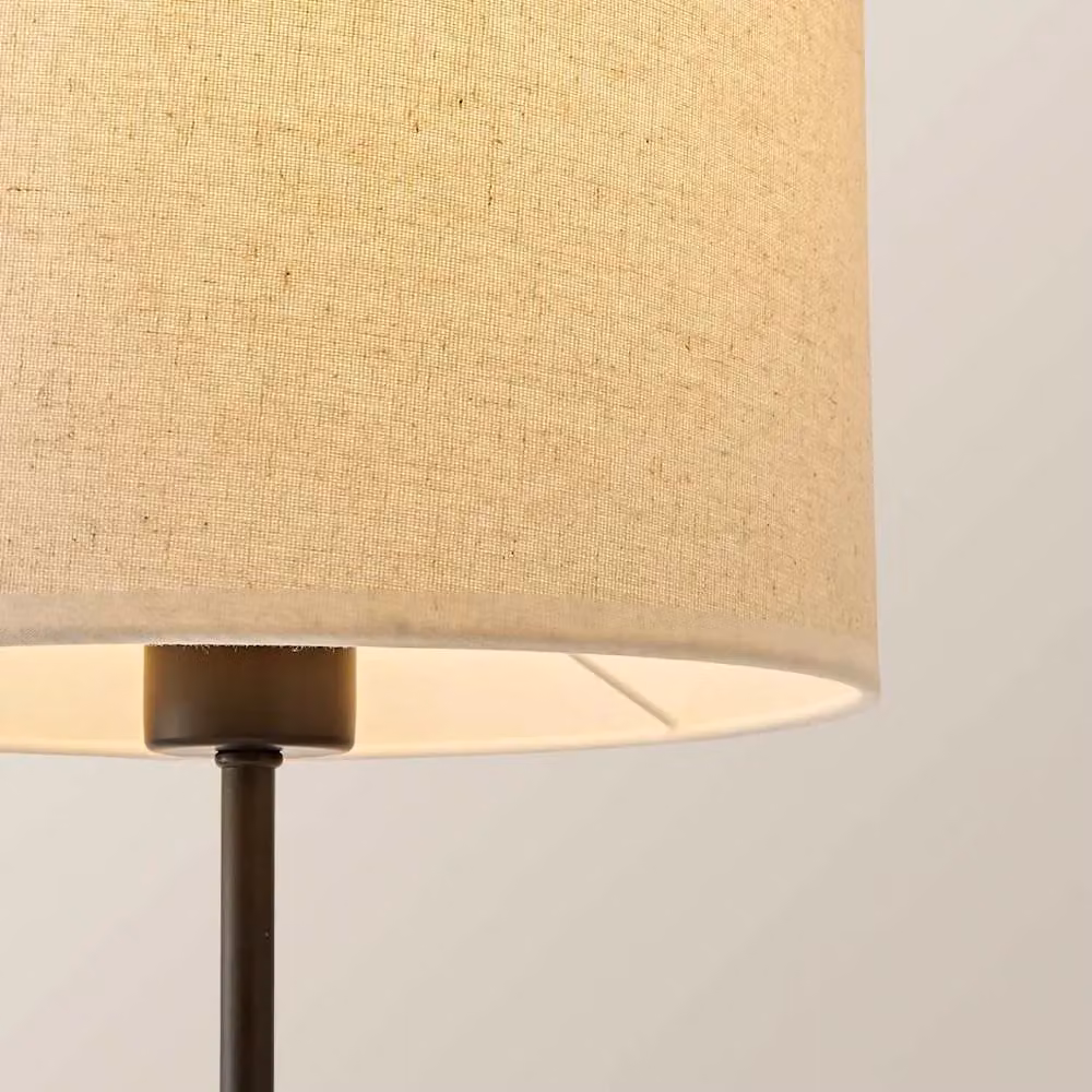 ValueLights Kaiden Black Dome Table Lamp with White Fabric Linen Shade and Bulb – 3