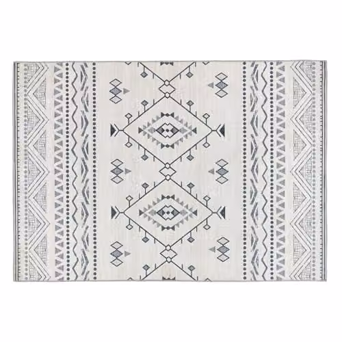 Phoenox Textiles Limited Origins Washable Nomad Rug, Boho Rectangular Design in White and Black, W: 80 cm, L: 150 cm – 1