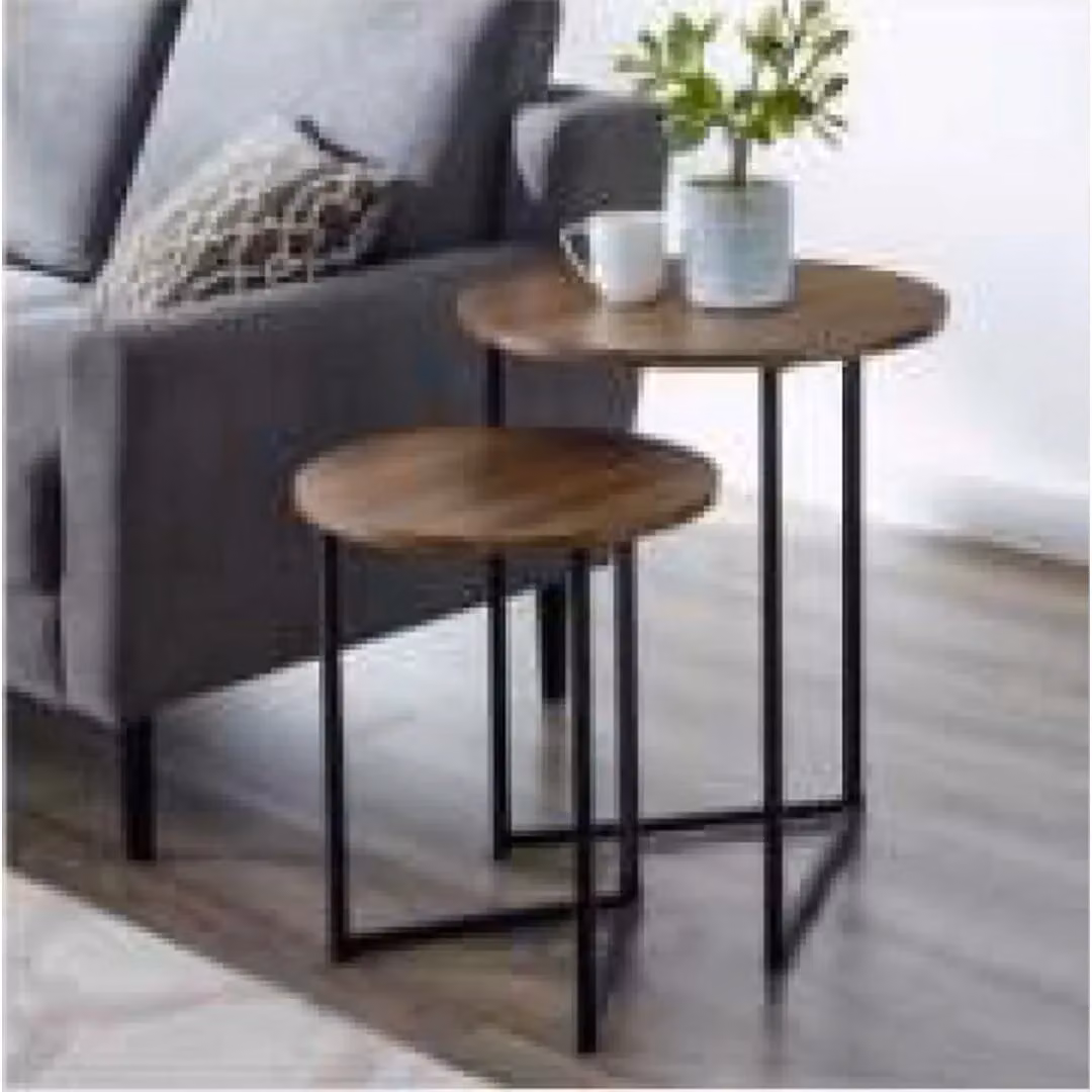Jaipur Furniture Ltd Ravi Large Stool in Brown Mango Wood and Black Metal, W43 x D43 x H58 cm – 2