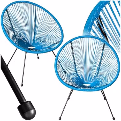 tectake Set of 2 Acapulco Garden Chairs in Blue with Retro String Design and Metal Frame – 1