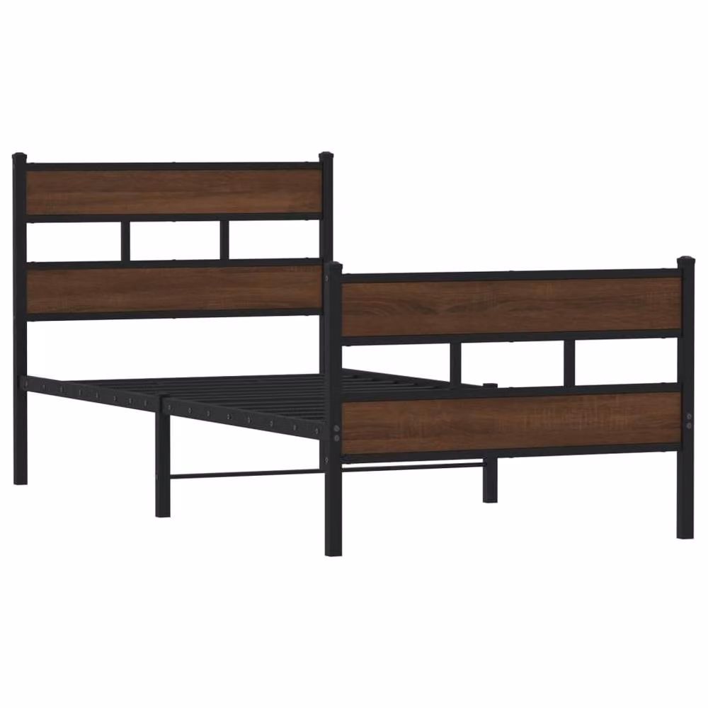 Berkfield Home Single Metal Bed Frame with Headboard and Footboard in Brown, W/D/H: 90 x 190 cm – 3
