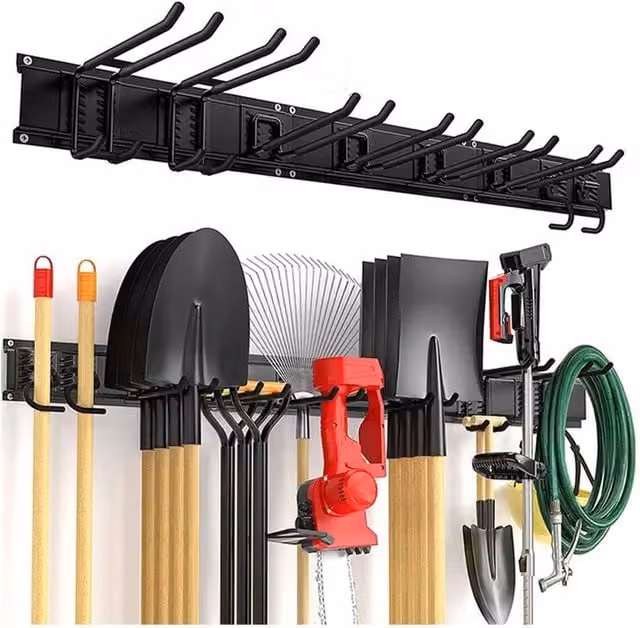 SPETLEK 2x Wall Mounted Tool Rack Organiser with Long Hooks in Black, H x W: 2000 x 1000 mm – 1