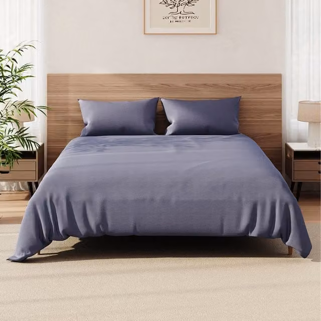 Lifeideas Queen Size Microfibre Duvet Cover, Flat Sheet and 2 Pillowcase Set in Silver-Grey, 150 x 200 cm