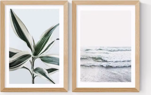 East End Prints Botanical Beach Twin Set Framed Floral Wall Art in Sand and Multicolour