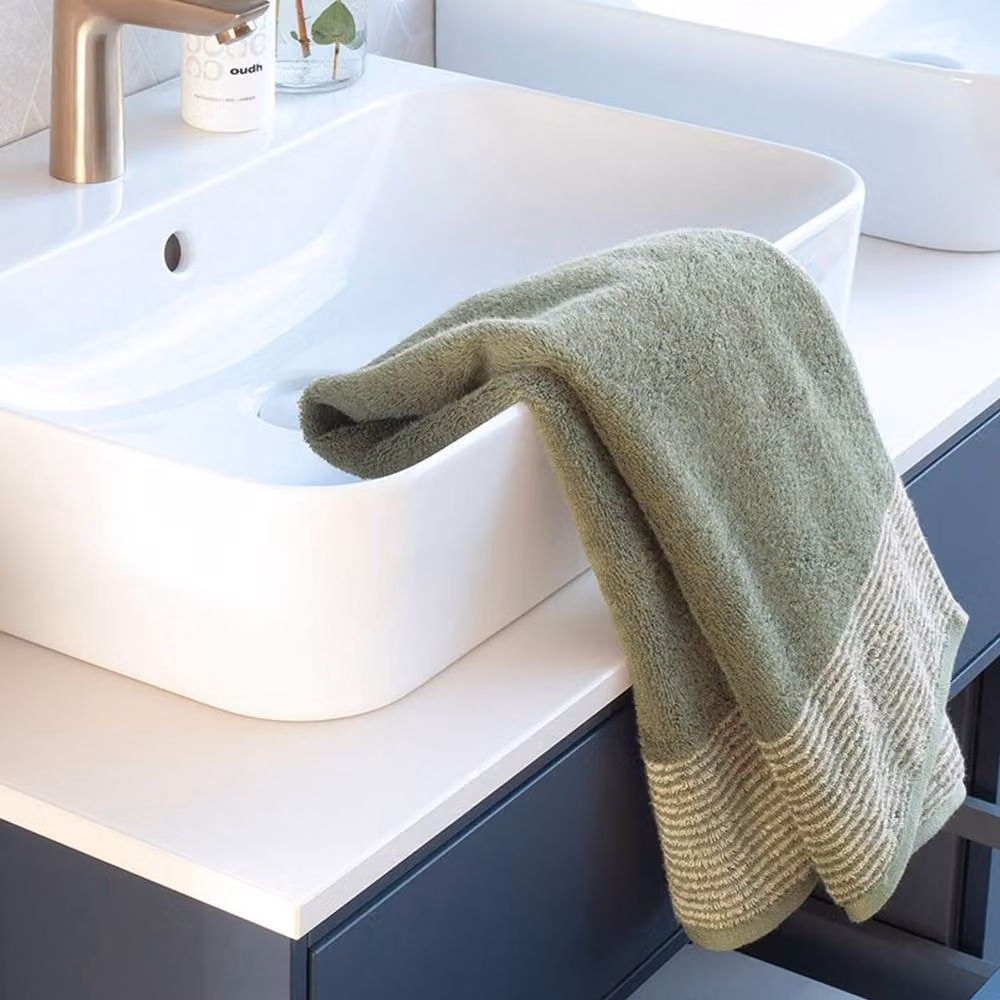 Cawo Luxury Two-Tone Cotton Terry Towel, Green Multicolour, 50 x 100 cm – 2