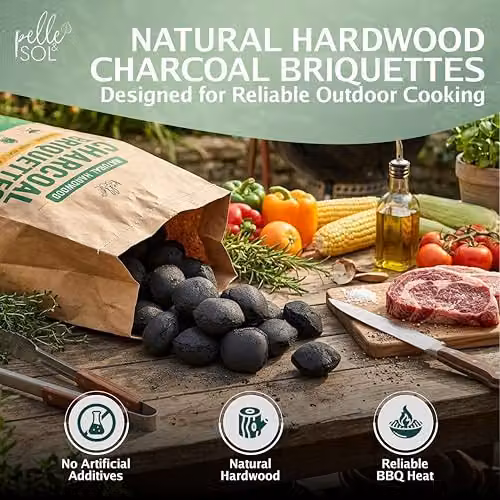 Pelle & Sol Natural Wood Charcoal Briquettes, 10kg Pack – 5