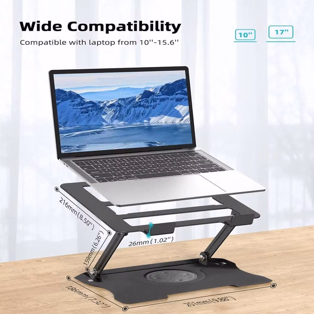 SPETLEK 360 Degree Metal Portable Laptop and Tablet Stand Riser Bracket in Black – 3
