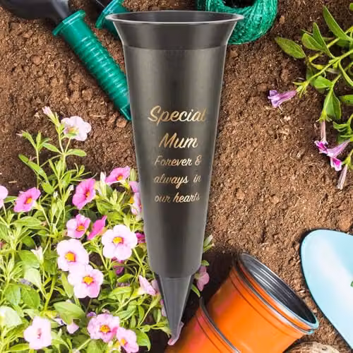 VFM e-Store Memorial Ornament Flower Pot, Black, W/D/H: 32.5 x 10 x 10 cm – 6