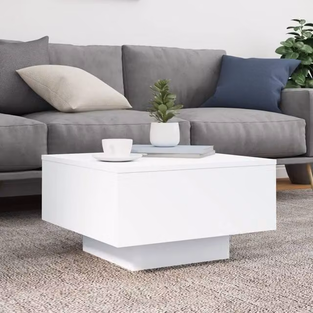Berkfield Home Modern White Glossy Square Coffee Table, W/D/H: 55 x 55 x 31 cm