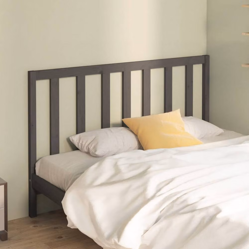Berkfield Home Grey Rustic Solid Pine Wood Bed Headboard W/D/H: 126 x 4 x 100 cm – 2