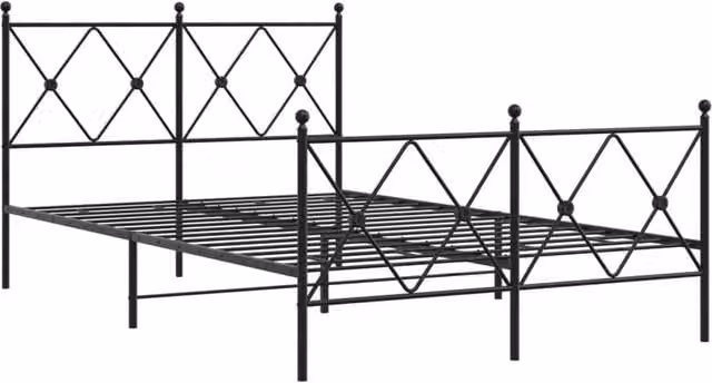 Berkfield Home Metal Bed Frame with Footboard, Black, W/D/H: 120 x 190 x 90.5 cm
