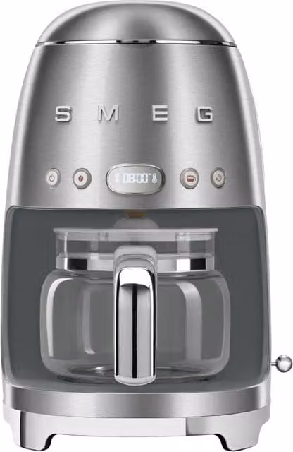 Smeg Drip Coffee Machine in Silver with Glass Jug and Timer Function