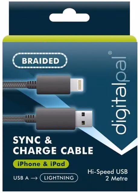 Digitalpal USB A to Lightning Charging Cable, Black