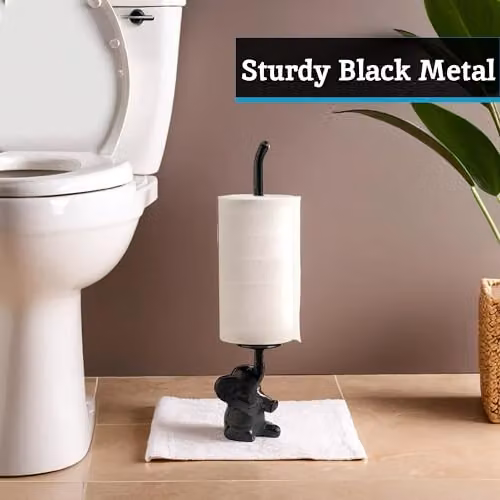 Orsina Black Elephant Freestanding Metal Toilet Roll Holder – 4