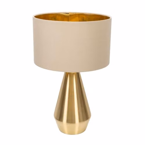 ValueLights Jax Dimmable Touch Table Lamp in Gold and Brass with Natural Fabric Shade – 2