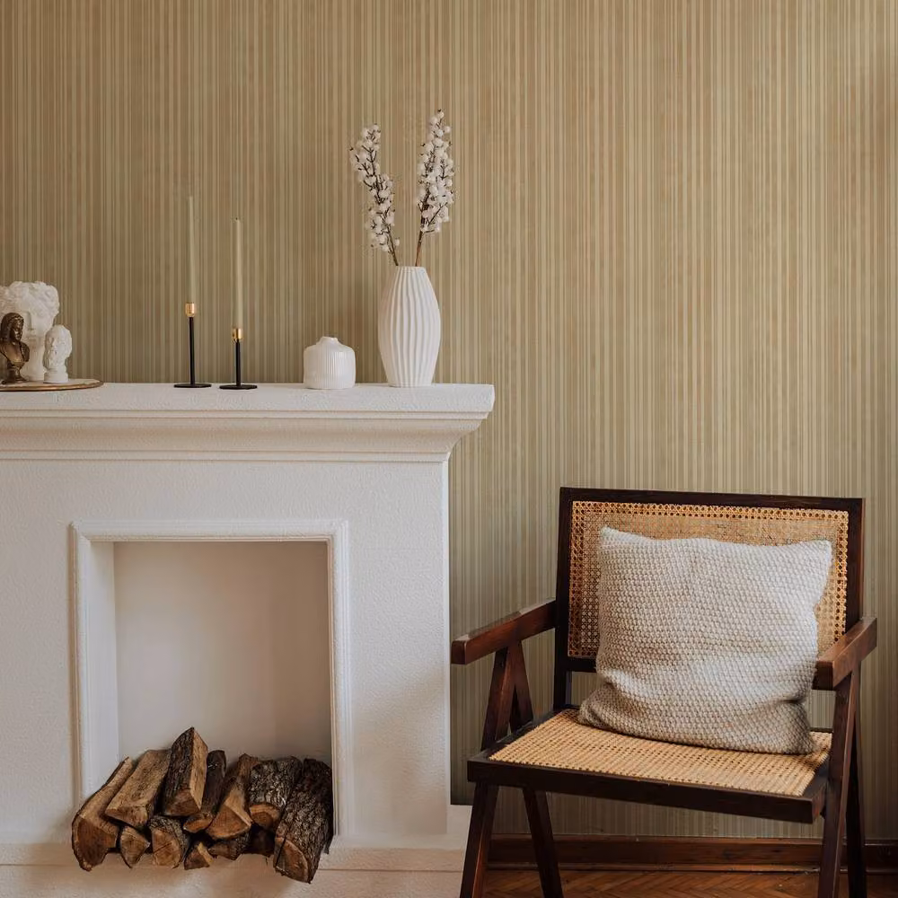 Boutique Marina Gold Abstract Botanical Vinyl Wallpaper, Width: 52 cm – 2