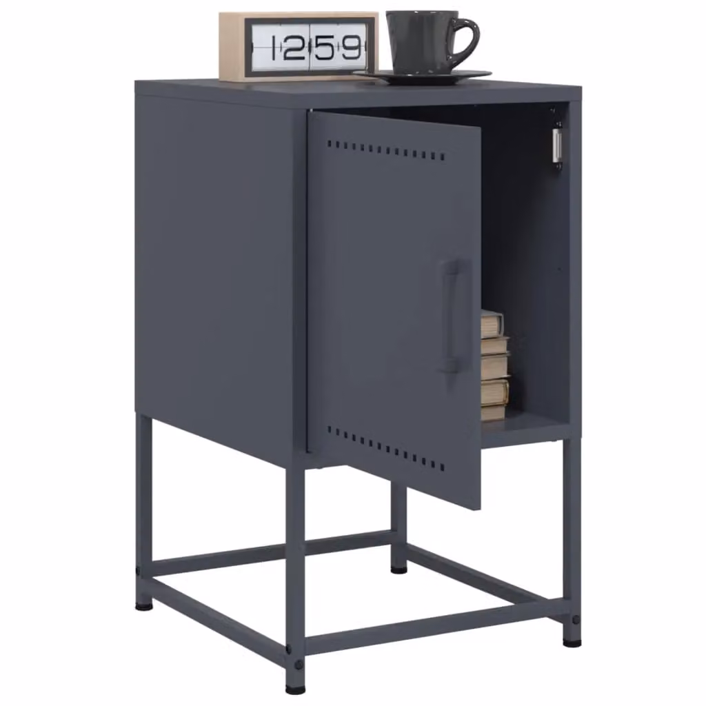 Berkfield Home Set of 2 Anthracite and Black Metal Bedside Cabinets, W/D/H: 36 x 39 x 60.5 cm – 3