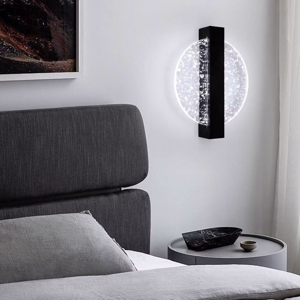 COMELY 12W Modern Round LED Wall Light in Black – 3