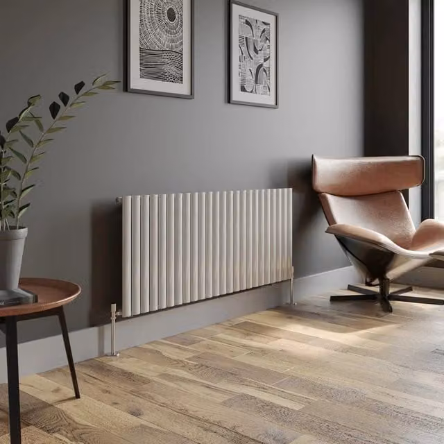 Temprazo Vertical Oval Tube Single Panel Designer Radiator in White, W/D/H: 48 x 48 x 180 cm