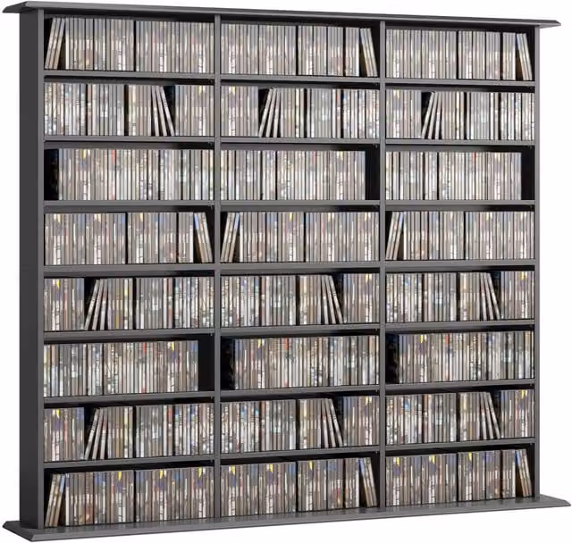 Rolipo 1032 CD 594 DVD Media Storage Unit in Black with 18 Adjustable Shelves – 1