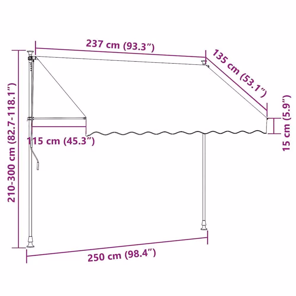 Berkfield Home Manual Retractable Folding Arm Awning in Orange and Brown Striped Polyester with Steel Frame, W/D/H: 250 x 120 x 250 cm – 4