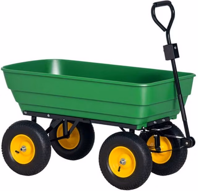 NESTLUNE 125L Garden Cart Trolley Dump Wheelbarrow in Green
