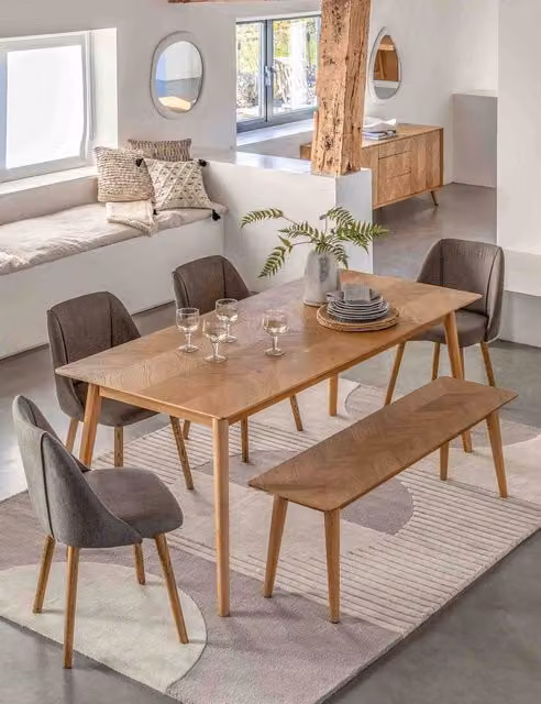 Gallery Direct Modern Oak Extendable Rectangular Dining Table in Brown
