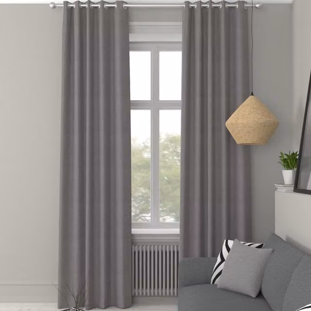 Simply Collection Iowa Silk Essence Made to Measure Blackout Eyelet Curtain Panel in Silver Grey