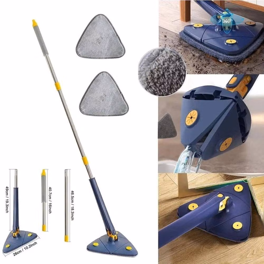 PAWNORA 360 Triangle Mop with Wringer and Telescopic Handle, Blue Microfibre Floor, Ceiling and Wall Cleaner – 4