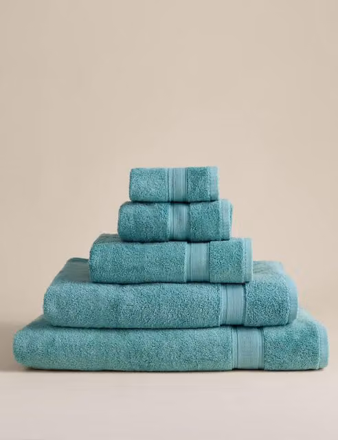 M&S Super Soft Pure Cotton Quick Drying Fluffy Towel in Turquoise