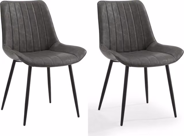 Home Detail Georgia Dining Chair Set of 2, Grey Faux Leather