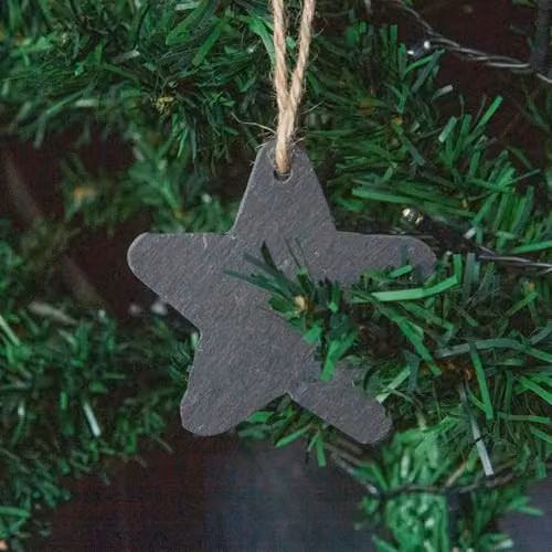 Nicola Spring Grey Slate Star Hanging Christmas Tree Decorations, Pack of 6, W/H: 7 x 7.5 cm – 3