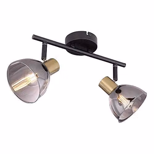 Globo Lighting Rail Track Spotlight in Black and Brass with Smoke Glass, 30 cm