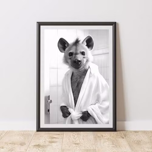 60 Second Makeover Hyena Bathrobe Animal Print Paper Poster, W/H: 21.0 x 29.7 cm