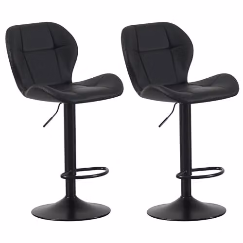 mcc direct Stella Set of 2 Black Faux Leather Swivel Bar Stools with Backrest and Metal Base
