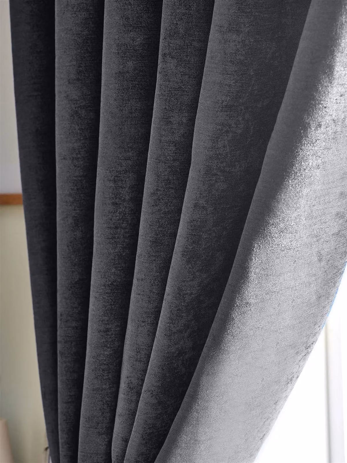 Luxury Living Chenille Blackout Pencil Pleat Top Curtains in Anthracite, W: 117 cm, H: 96.5 cm – 4