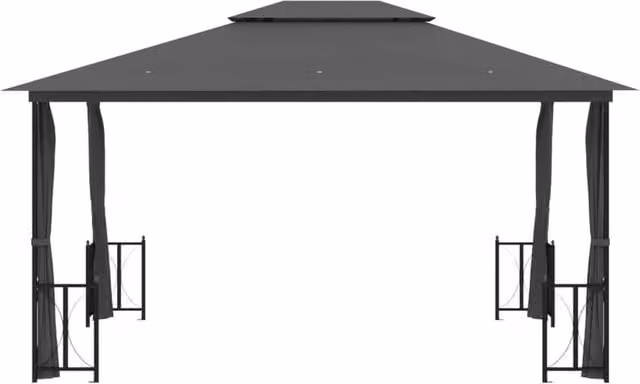 Berkfield Home Gazebo with Sidewalls and Double Roof, W: 400 cm, D: 300 cm, H: 250 cm, Anthracite