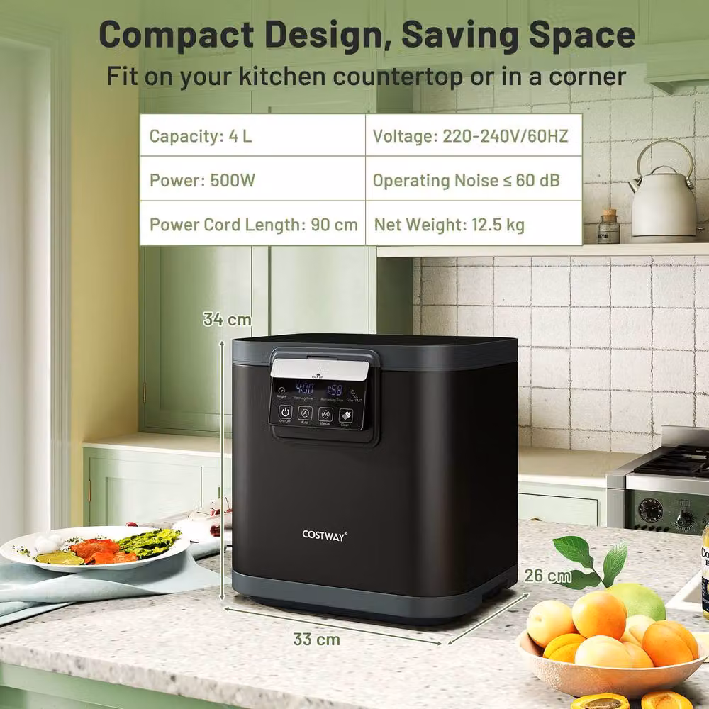 Costway Smart Electric Composter and Waste Dispenser, 4L Countertop Compost Machine, Black – 2