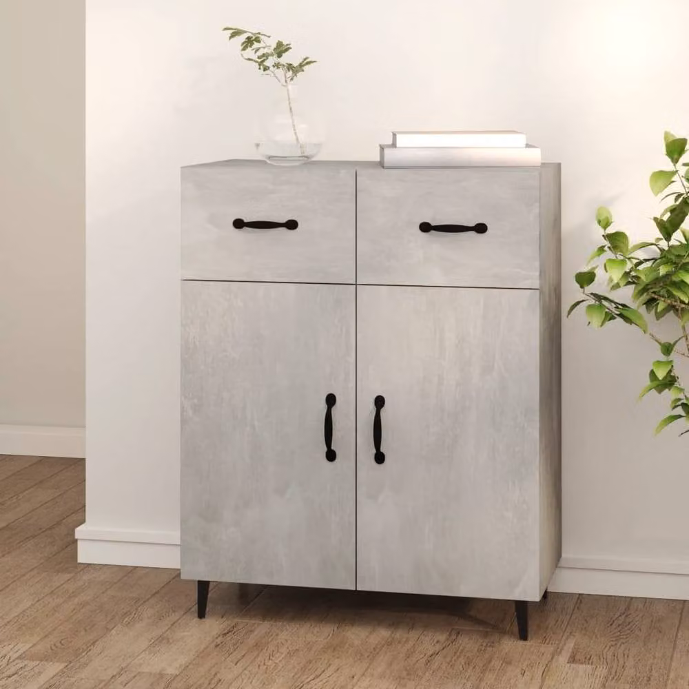 Berkfield Home Modern Abstract Sideboard in Concrete Grey, W/D/H: 69.5 x 34 x 90 cm – 1