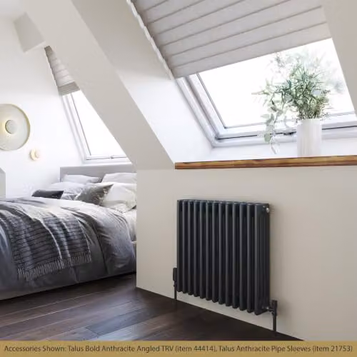 UK Radiators Alpha 4 Column Horizontal Traditional Cast-Iron Style Radiator in Anthracite Grey, W: 592 mm, H: 600 mm – 3