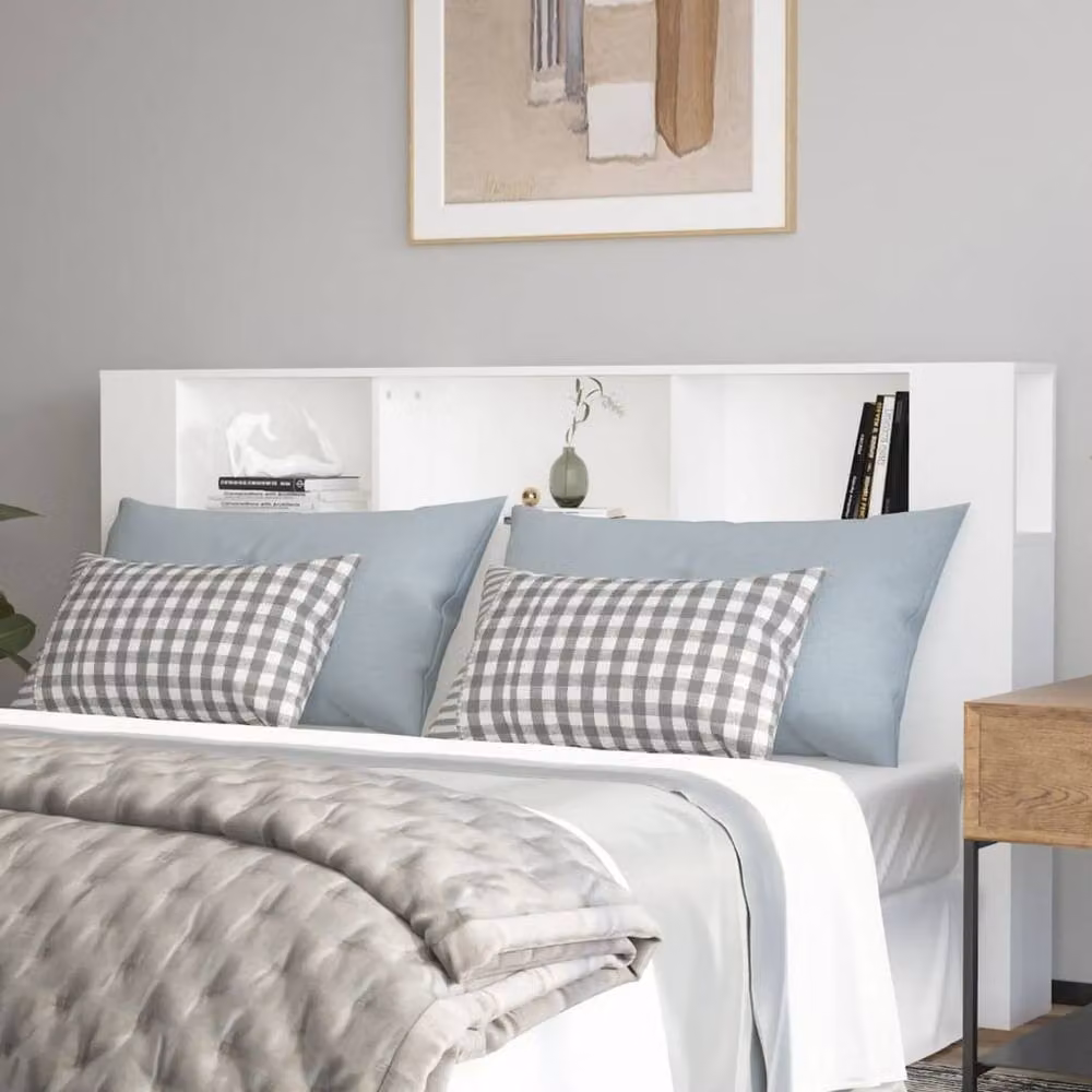 Berkfield Home Headboard Cabinet in White, W/D/H: 180 x 18.5 x 104.5 cm – 2
