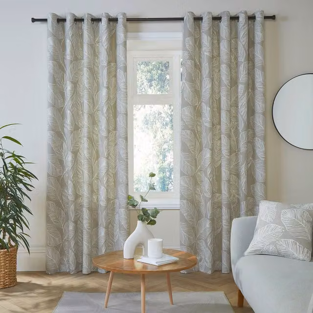 Terrys Fusion Matteo Ready Made Eyelet Curtains in Beige Floral Cotton